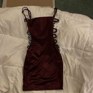 Dinner and Dancing Satin Dress in color “Raisin”